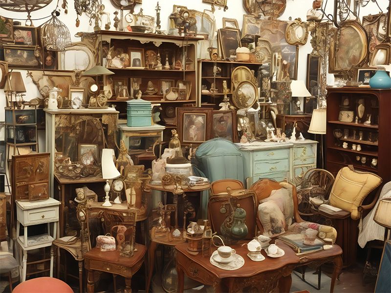 a room filled with the best vintage antiques, artwork, tables, and chairs to elevate your home decor
